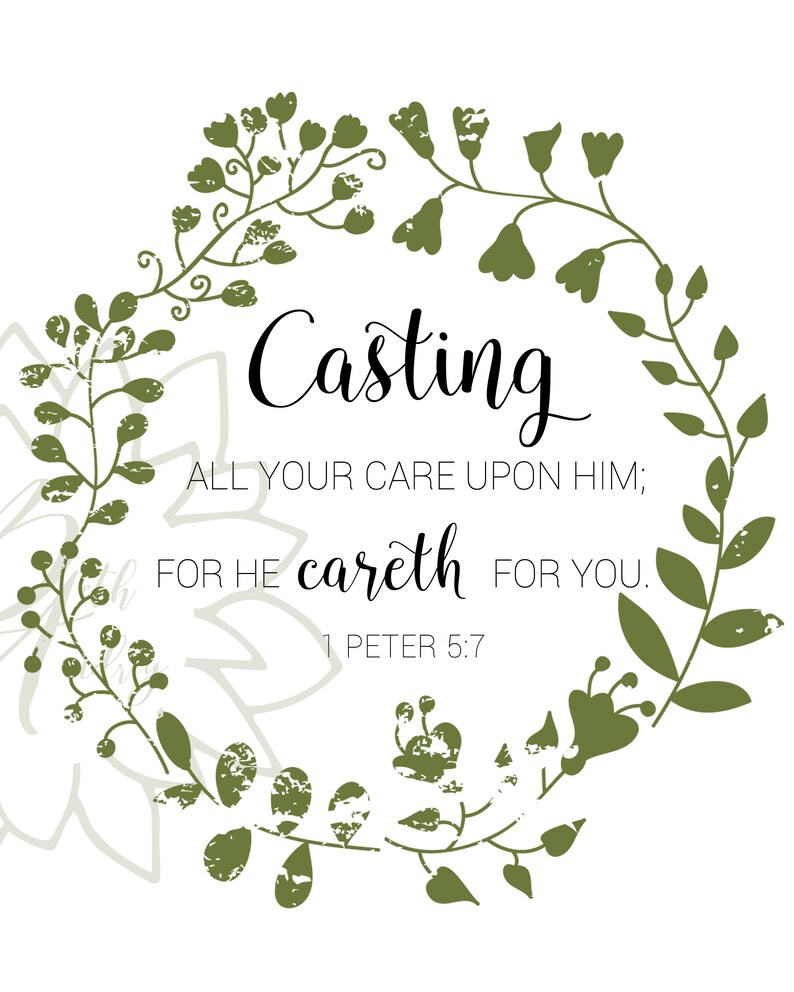 1 Peter 57 / Verse Wall Art / Printable / KJV / Wall Decor / Etsy España