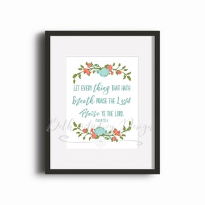Psalm 150:6 vers muurkunst / afdrukbaar / NBG / muurdecoratie / bijbelvers / bloemen / INSTANT DOWNLOAD