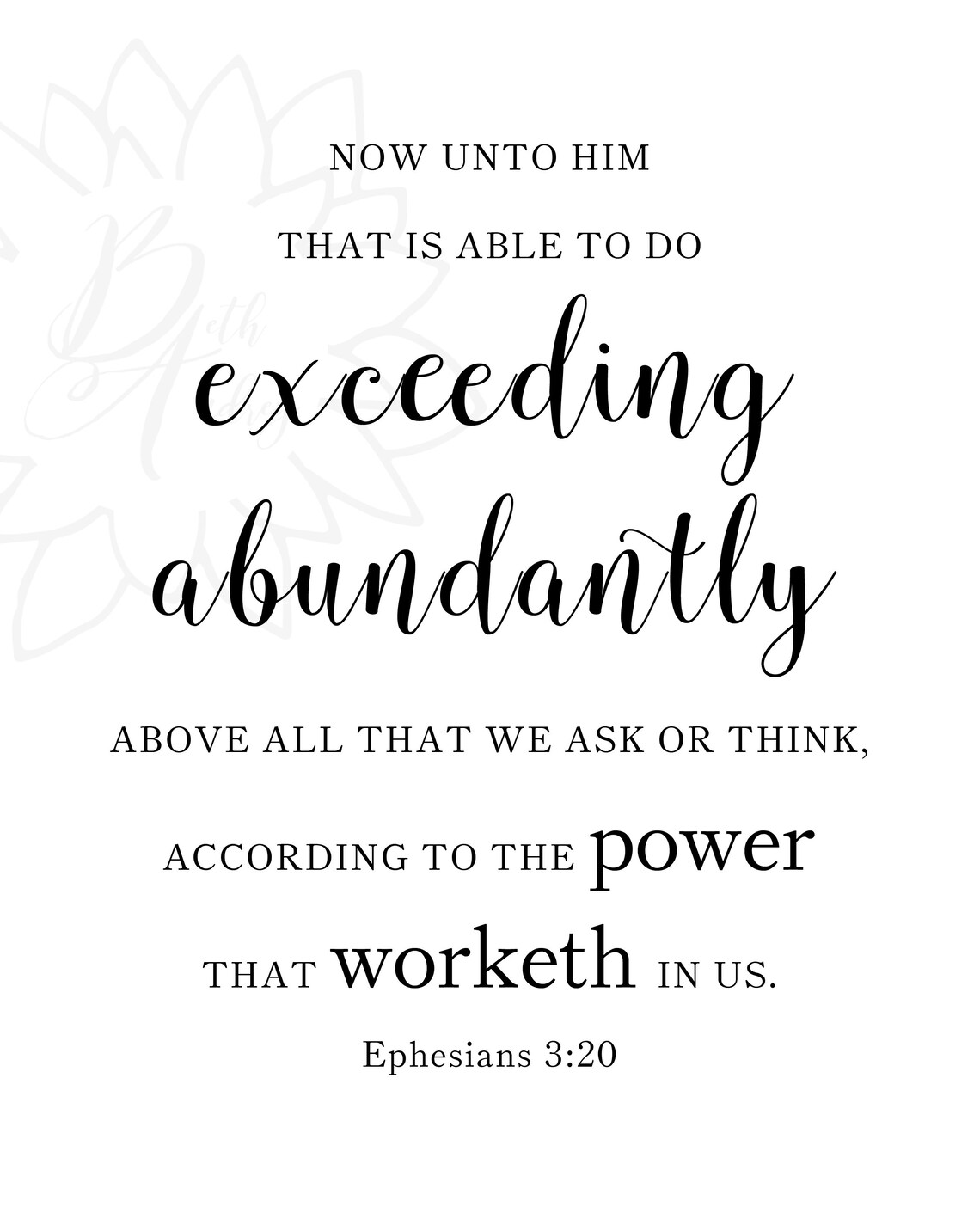 Black &amp; White Ephesians 3:20 Scripture Wall Art / Printable / KJV ...