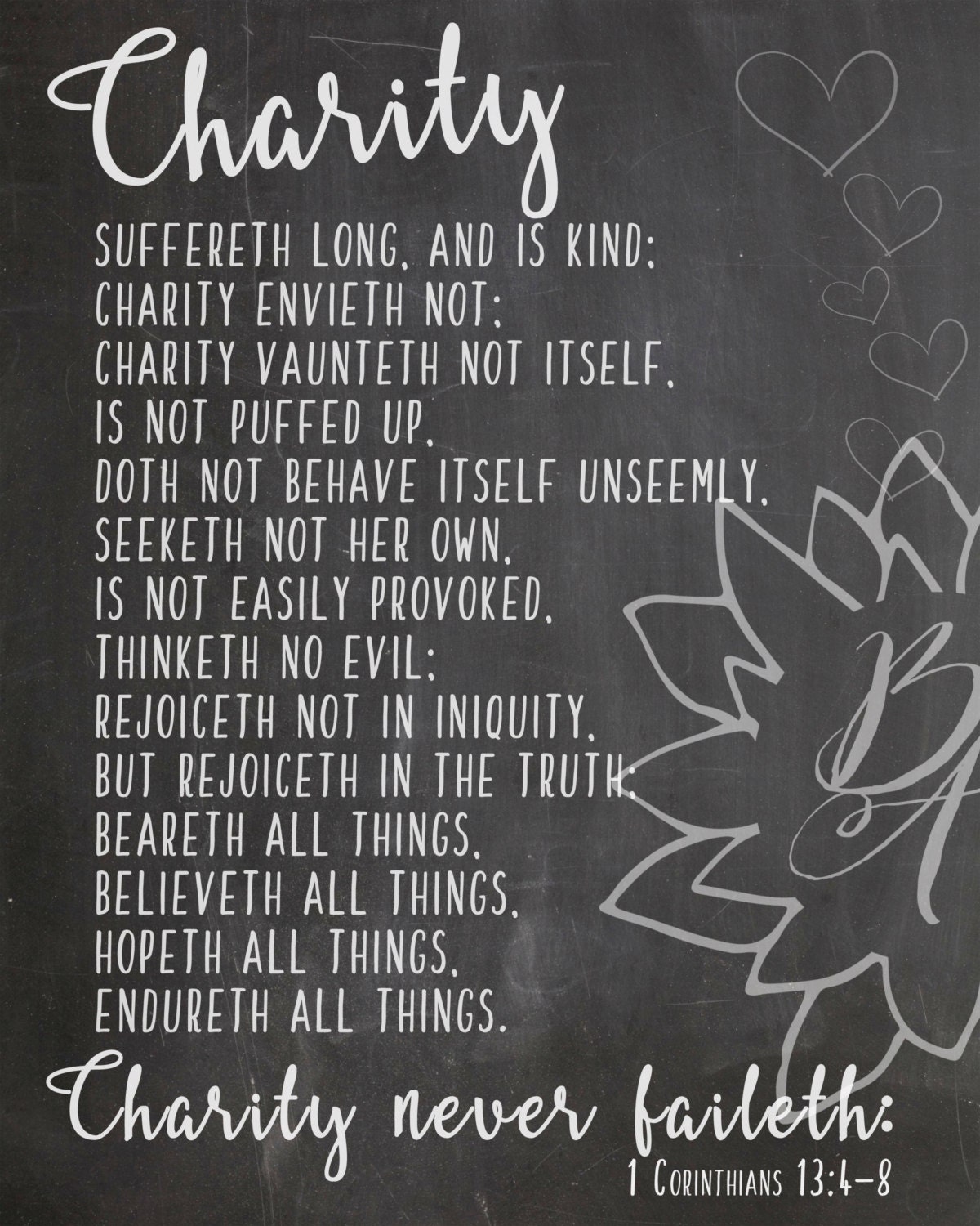 1 Corinthians 13 / Charity Suffereth Long / Scripture Printable