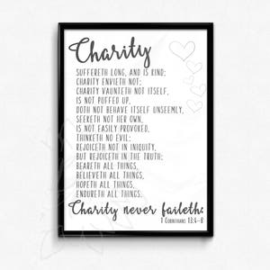 1 Corinthians 13 / Charity suffereth long / Scripture Printable /  Printable / KJV / Decor / Bible Verse / White / INSTANT DOWNLOAD