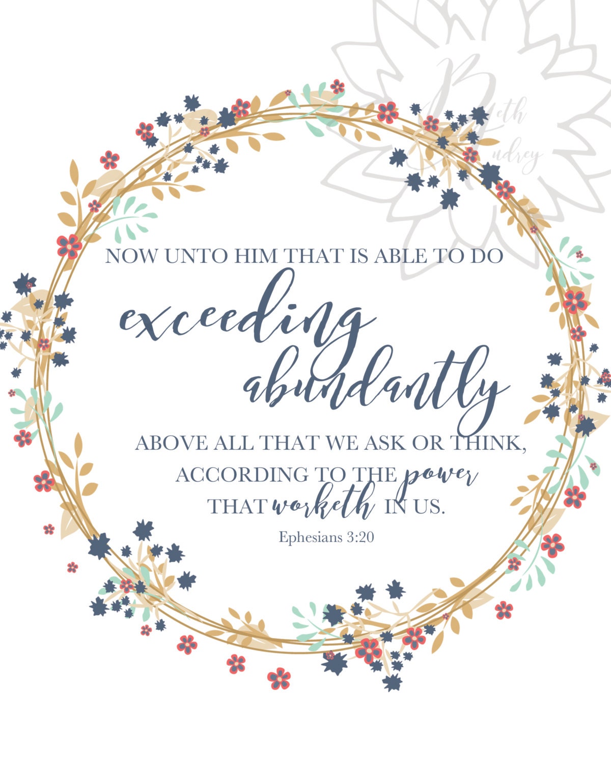 Ephesians 3:20 Scripture Wall Art / Printable / KJV / Wall Decor / Bible  Verse / Floral Wreath / INSTANT DOWNLOAD 