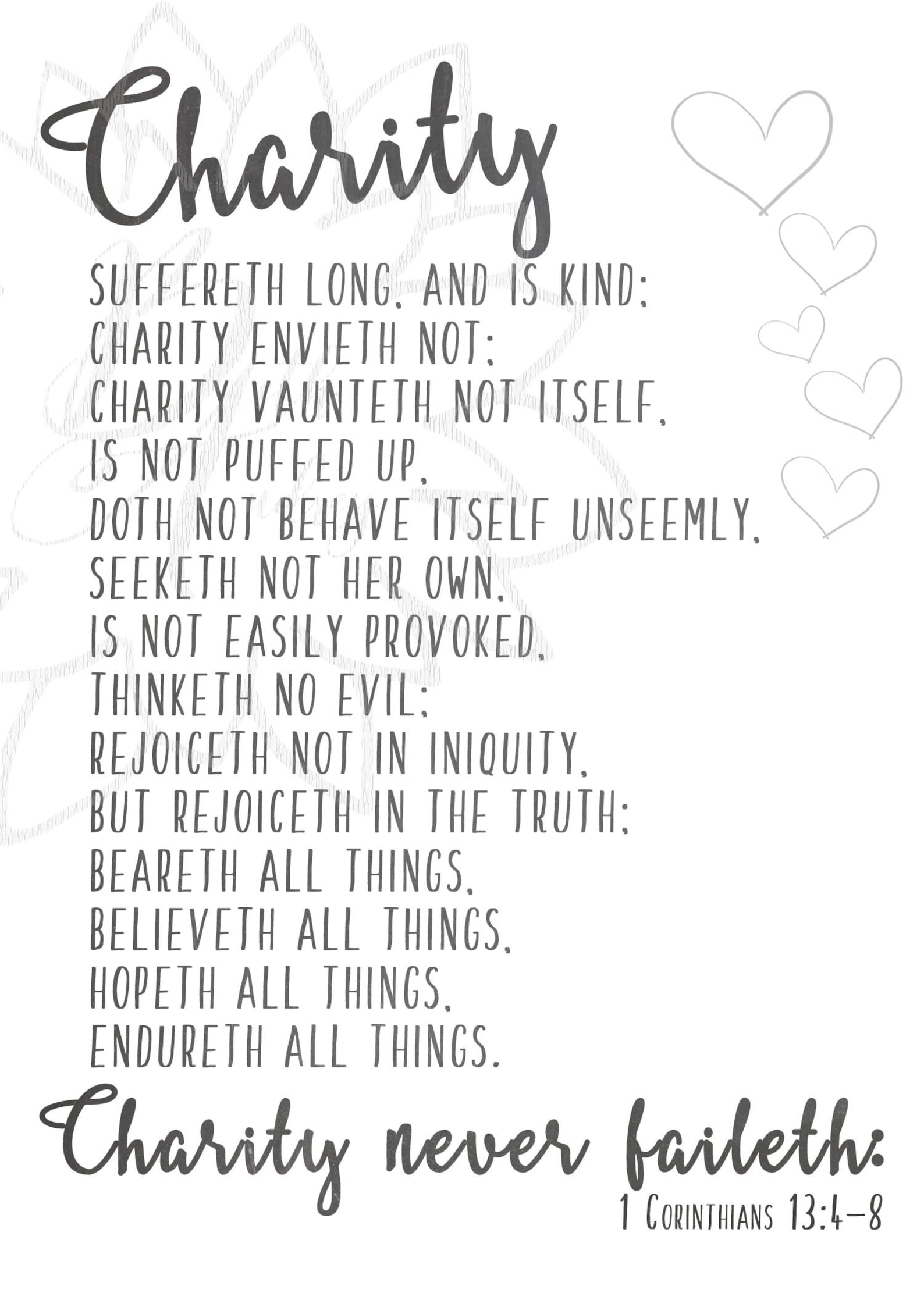 1 Corinthians 13 Printable: KJV Bible Verse, Christian Home Decor ...