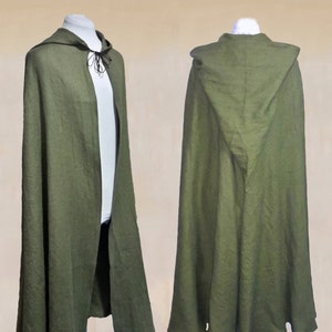 Linen Hooded Cloak: EXTRA LONG, Half Circle - Renaissance LARP Costume