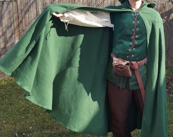 Fleece Hooded Cloak: Custom Lengths up to 55&quot; Available, Customize Your Hood Style & Clasp
