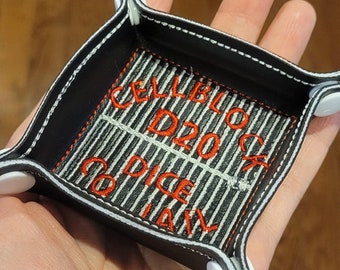Cellblock d20 Würfelgefängnis - Mini Neuheit Würfelwürfel mit gesticktem Design