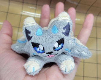 Pocket Plush Wolf Dragon, Embroidered Details, Portable Fantasy Plush