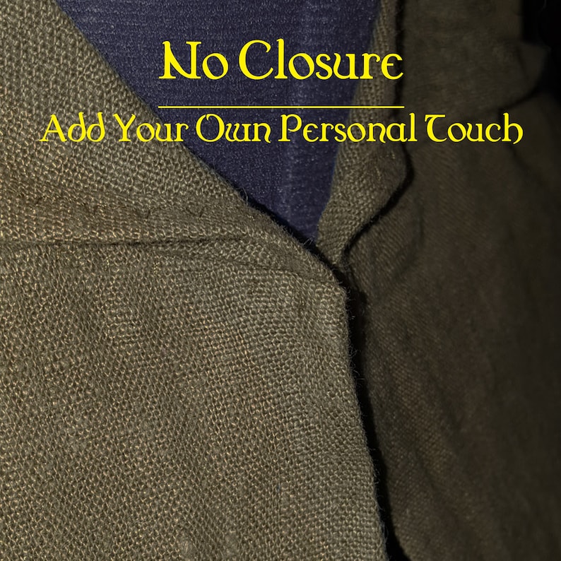 May include: Close-up of a brown fabric with a textured weave. The fabric has a fold in the center and the text "No Closure Add Your Own Personal Touch" is printed in yellow.
