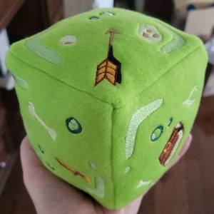 Gelatinous Cube Plush - TTRPG Monster Handmade Stuffed Animal with Customizable Sides