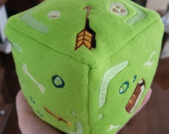 Gelatinous Cube Plush - TTRPG Monster Handmade Stuffed Animal with Customizable Sides