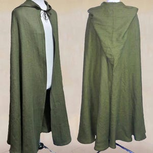 Linen Summer Cloak, Hooded Half Circle Full Length, Clasp Variations Available - Ideal for LARP, Renaissance or Medieval Costumes Cosplay
