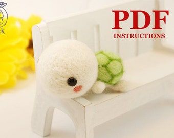 Turtle - PDF Instant Download Wool Felting Instructions - DIY instructions to create a wool animal. Tutorial and step by step walkthrough.