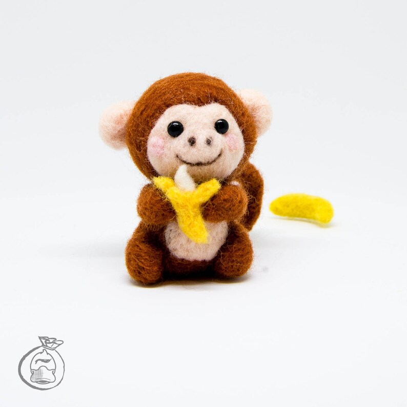 Monkey Banana Beginner DIY Felting Kit Wool Felt Needle Etsy