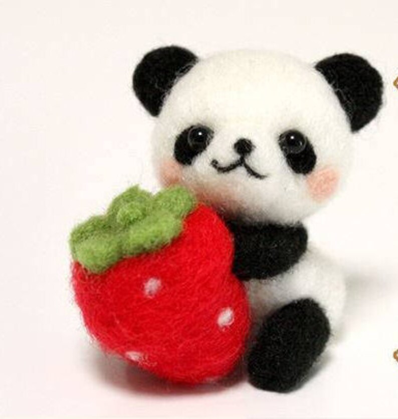 Panda DIY felting Kit Wool Needle Felt Craft animal beginner Etsy