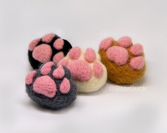 Baarduck DIY felting kit Paws Needle Felt Craft, handmade cute gift, creative new felted art, present ideas, needlefelting cat paw keychain