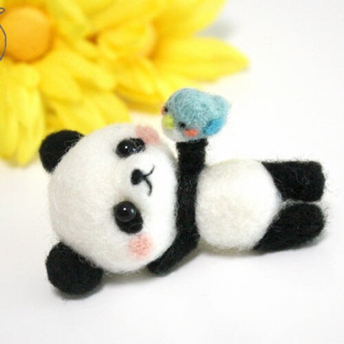 Panda With a Baby Easy Wool Needle Felting Kit Includes Etsy