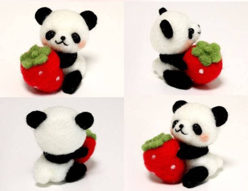 Panda DIY felting Kit Wool Needle Felt Craft animal beginner Etsy