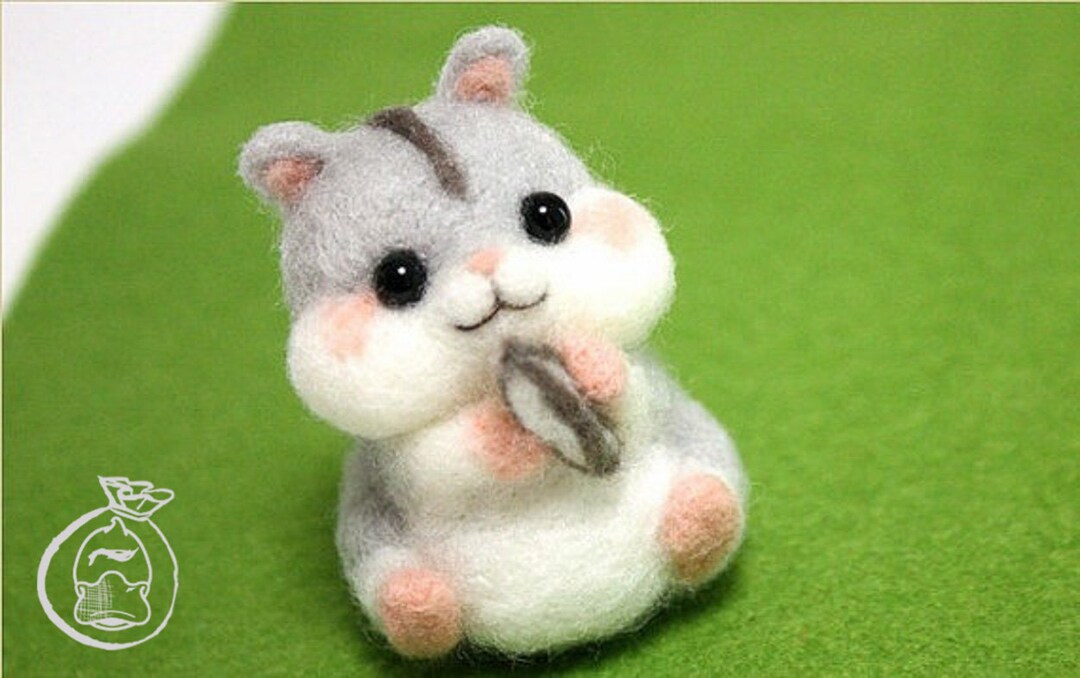 Hamster Felted Animals, Felting Wool, Felting Kit, Felting Needles