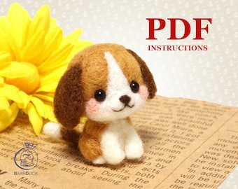 PDF Instant Download Wool Felting Instructions - Beagle Puppy Dog Step by step guide for beginners