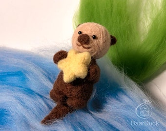 Baarduck Sea Otter Needle felting animals Sea Otter, DIY kit for beginners. animal Wool Needle Felt Craft, easy handmade cute gift