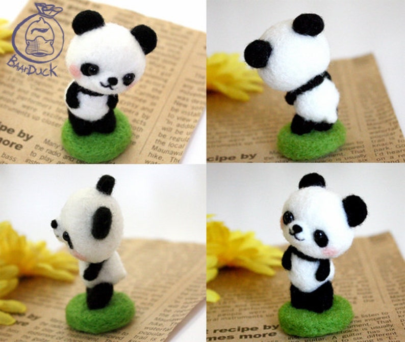 Panda beginner DIY felting Kit Wool Felt Needle Craft Etsy