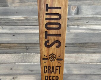 Laser Engraved Canary & Pallet Wood Tap Handle: Custom Home Brew Bar