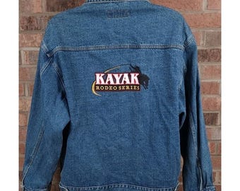 Kayak Rodeo Series Embroidered Western Denim Trucker Jacket Mens XL