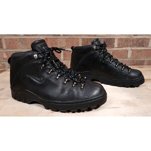 Nike ACG Air Vintage 1995 Black Leather Hiking Boots 185060-061 Mens 9.5 UK 7 Vintage Nike Leather Hiking Boots, Black & Blue, Men main image 4