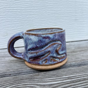Handmade Ceramic Espresso Mug – Ocean-Inspired Wave Pottery – 4 oz Coastal Stoneware Cup – Beachy Macchiato Mug – Sold Individually or Set
