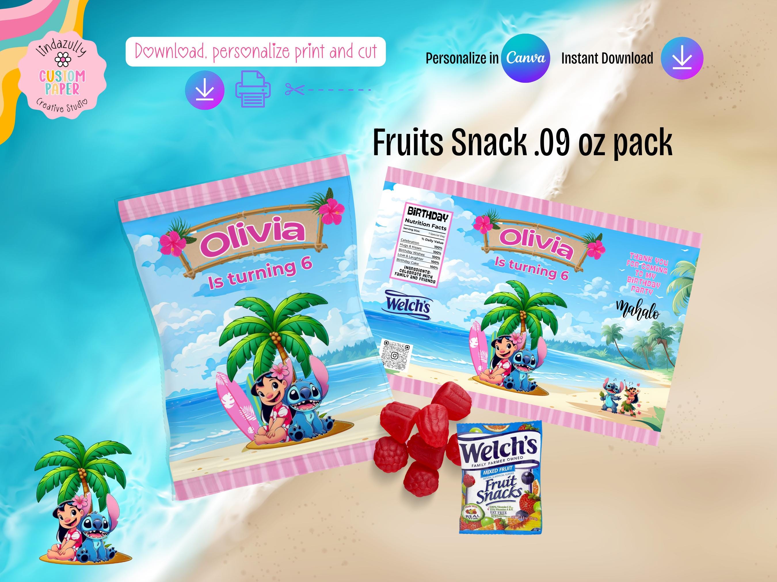 Snacks Rappers Design Hawaiian Birthday Fruit Snacks Wrappers: Editable Canva Template ...