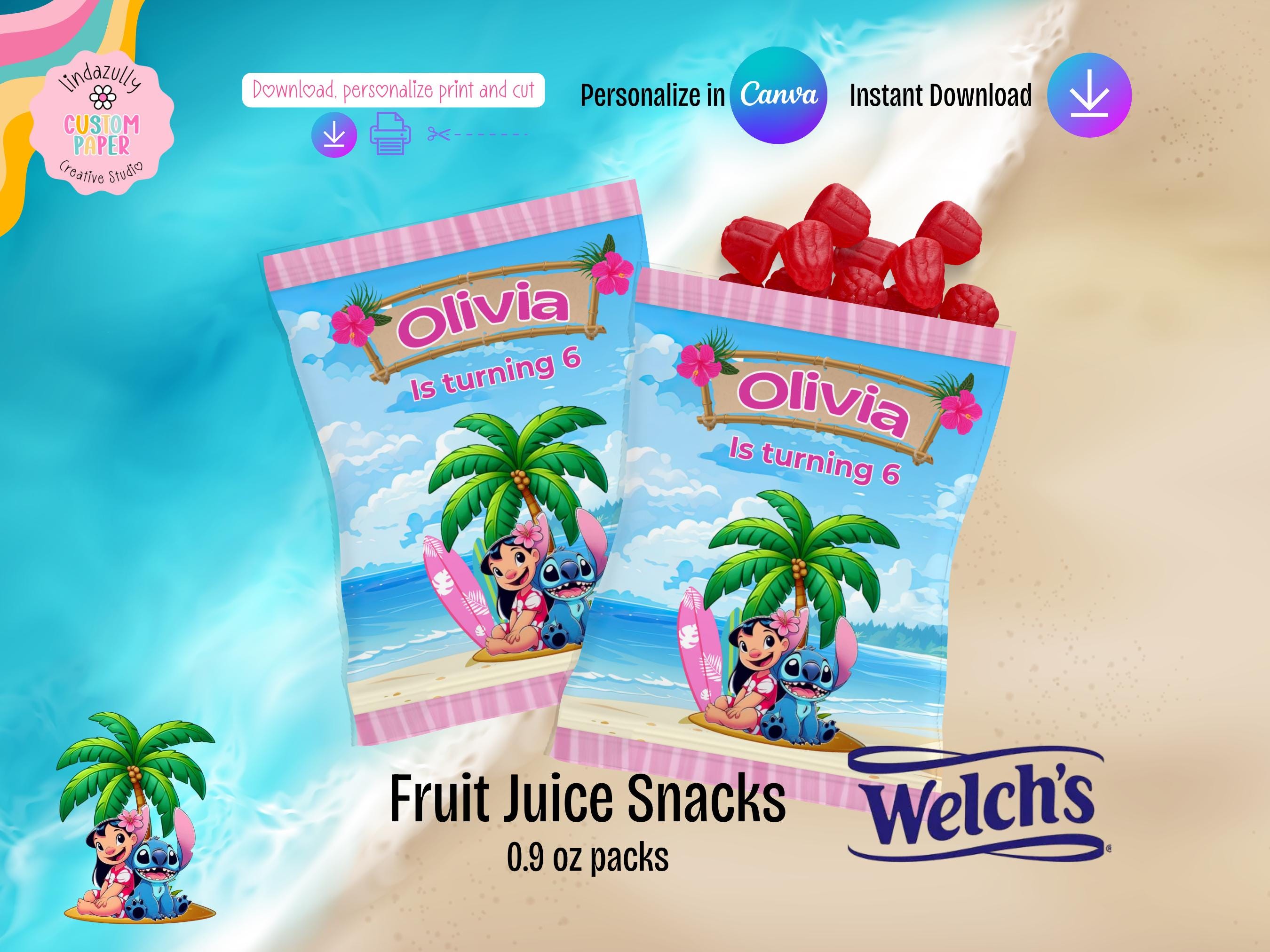 Snacks Rappers Design Hawaiian Birthday Fruit Snacks Wrappers: Editable Canva Template ...