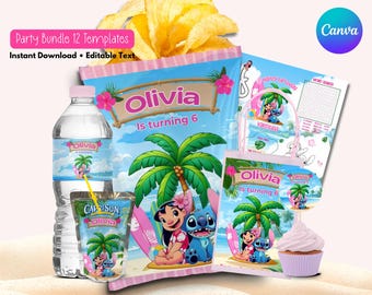 Hawaiian Birthday Party Printables: Editable Canva Bundle (Digital Download)