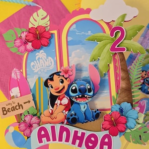 Lilo and Stitch Cake Topper, Hawaiian Party, Personalized Lilo & Stitch Topper, Lilo Stitch Theme, Lilo and Stitch Cupcake Topper,