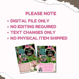 Rosa Safari-Einladung - Wild One Birthday, Rosa Maus-Motiv (Made to Order - Digitaler Download) Bild 7