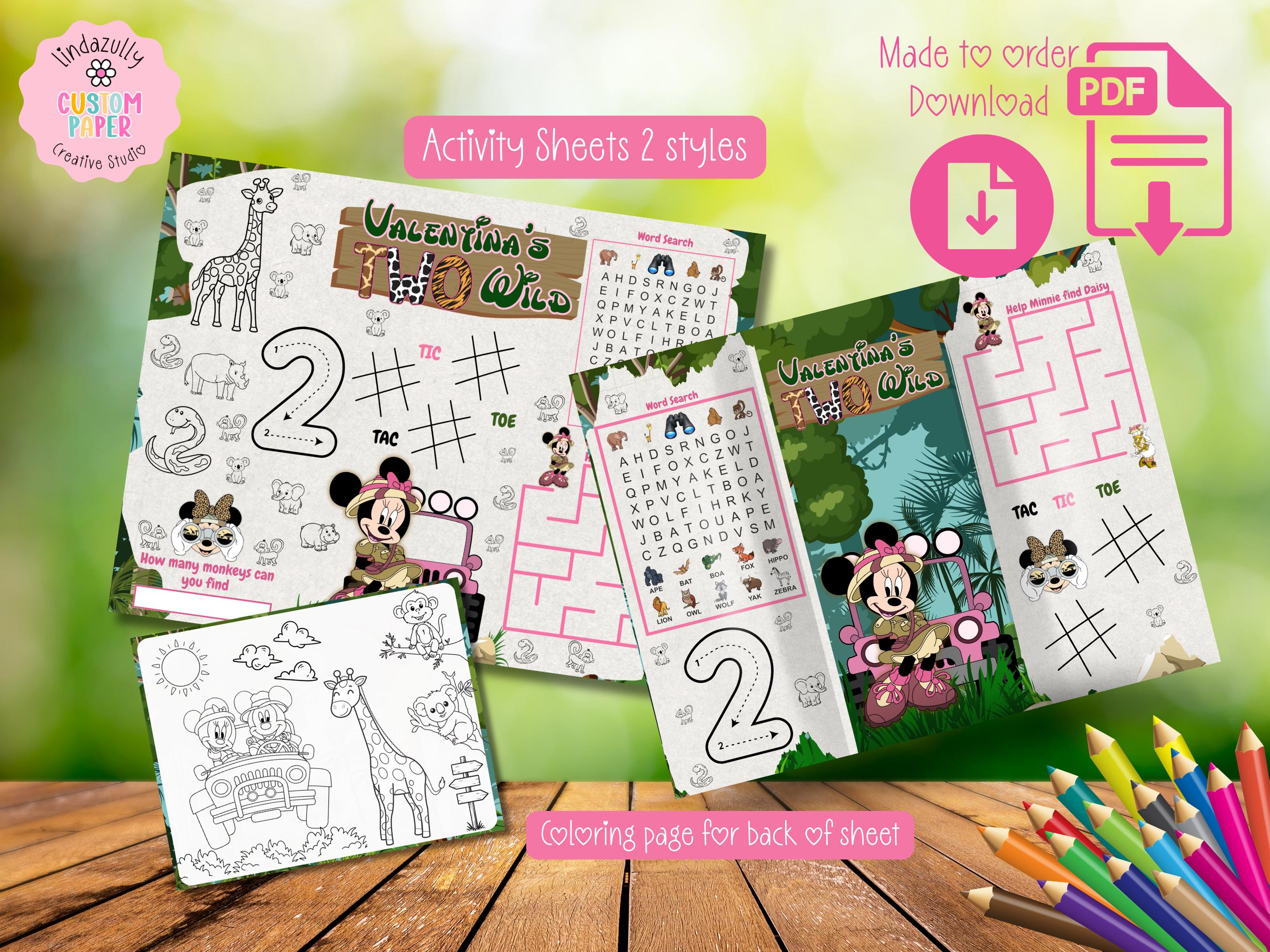 Pink Safari Birthday Activity Sheets | Personalized Jungle Adventure ...