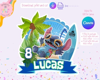 Decorazione da spiaggia hawaiana: decorazione modificabile per feste di compleanno (download digitale, modello Canva)