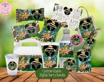 Party Aufkleber Etiketten | Personalisierbar Safari Printable (Digital Download)