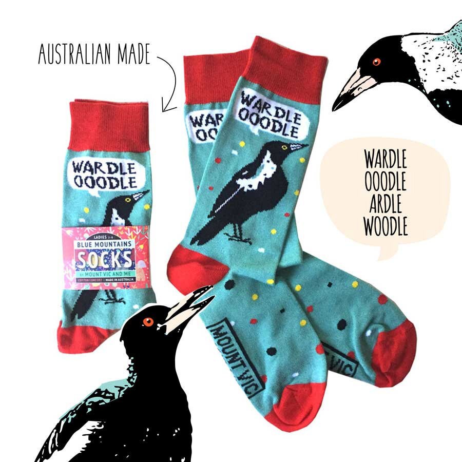 original design waratah australiana Blue Mountains Socks aussie made eucalyptus flora Australian Floral socks LADIES SOCKS