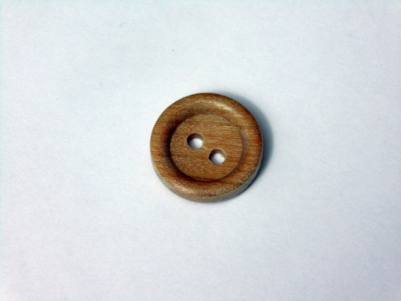 12 Mediterranean Olive wooden round button. 2 holes. 14mm. EB34 image 2