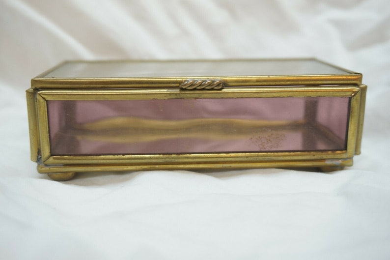 Antique French Etched Crystal Jewelry Box