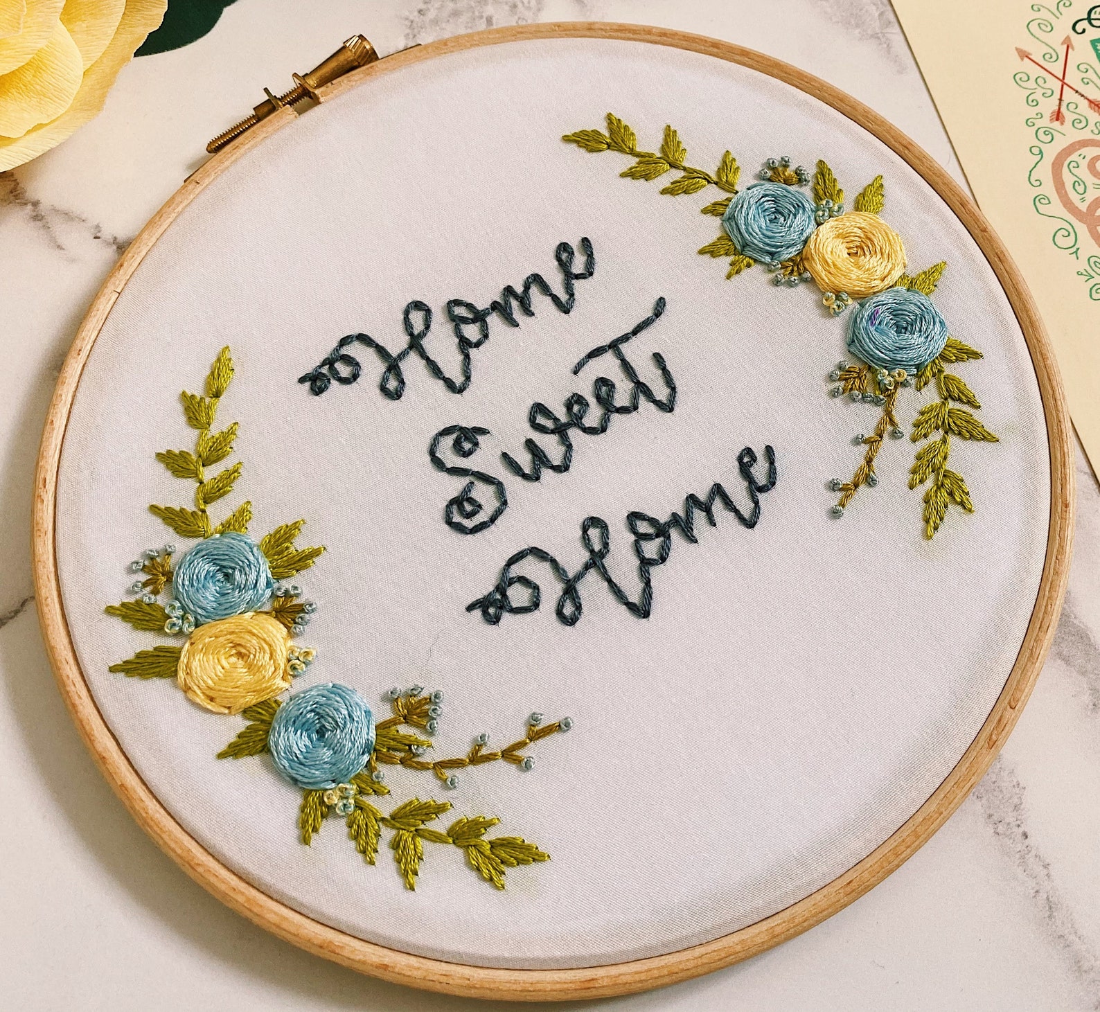 Home sweet home floral wreath new home decor gift embroidery  etsy Home sweet home floral wreath new home decor gift embroidery  etsy