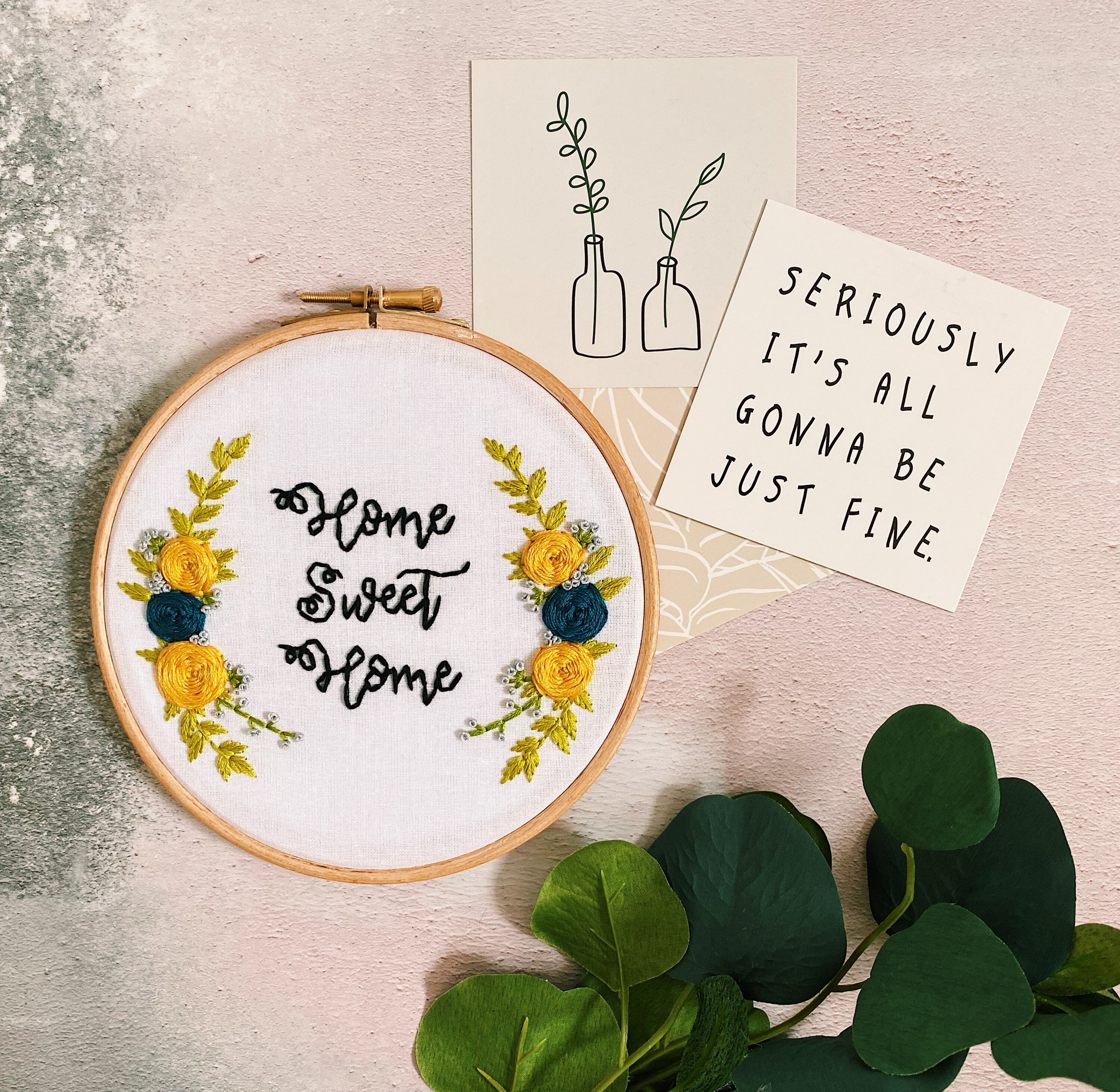 Home sweet home floral wreath new home decor gift embroidery  etsy Home sweet home floral wreath new home decor gift embroidery  etsy