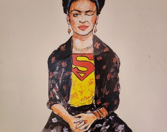 Lámina artística de Frida Kahlo, Frida Kahlo superwoman, artista mexicana, regalo para el Día de la Madre, regalo para la esposa, regalo, regalo fotográfico, regalo artístico, Florencia, Italia