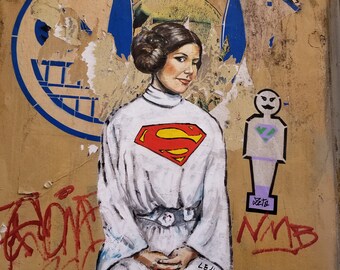 Princess Leia by Lediesis, Superwoman series, Florence print, street art, Florence photo, Star Wars print, Superwoman print, Italy print