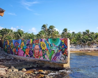 Mural mexicano, Costa Maya, Impresión de México, Arte mexicano, Arte de Detroit, Impresión artística, Regalo fotográfico, Regalo