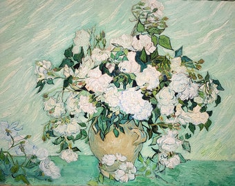 Rosas de Vincent Van Gogh, posimpresionista, grabado de Van Gogh, arte de Van Gogh, fotografía artística, regalo artístico, fotografía