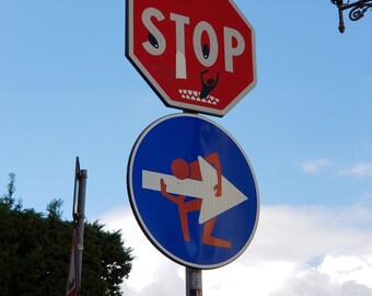 Arte italiano, Clet Abraham, arte callejero, foto de Florencia, impresión de Italia, arte italiano, fotografía de Italia, regalo de arte, regalo de fotografía, arte