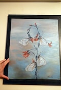 ORIGINAL butterflies Oil painting, white butterflies on a red flower. butterfly lover gift, butterfly artwork, butterfly Oil Painting Flower