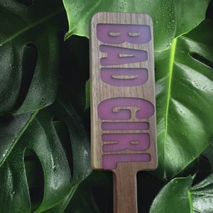 Custom epoxy filled custom wooden paddle, Black Walnut, glow in the dark Personalize it with your own image or text. Great Birthday gift image 2