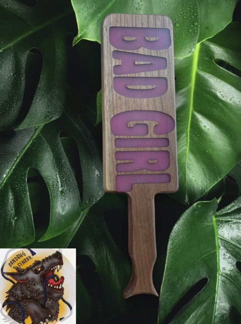 Custom epoxy filled custom wooden paddle, Black Walnut, glow in the dark Personalize it with your own image or text. Great Birthday gift image 2